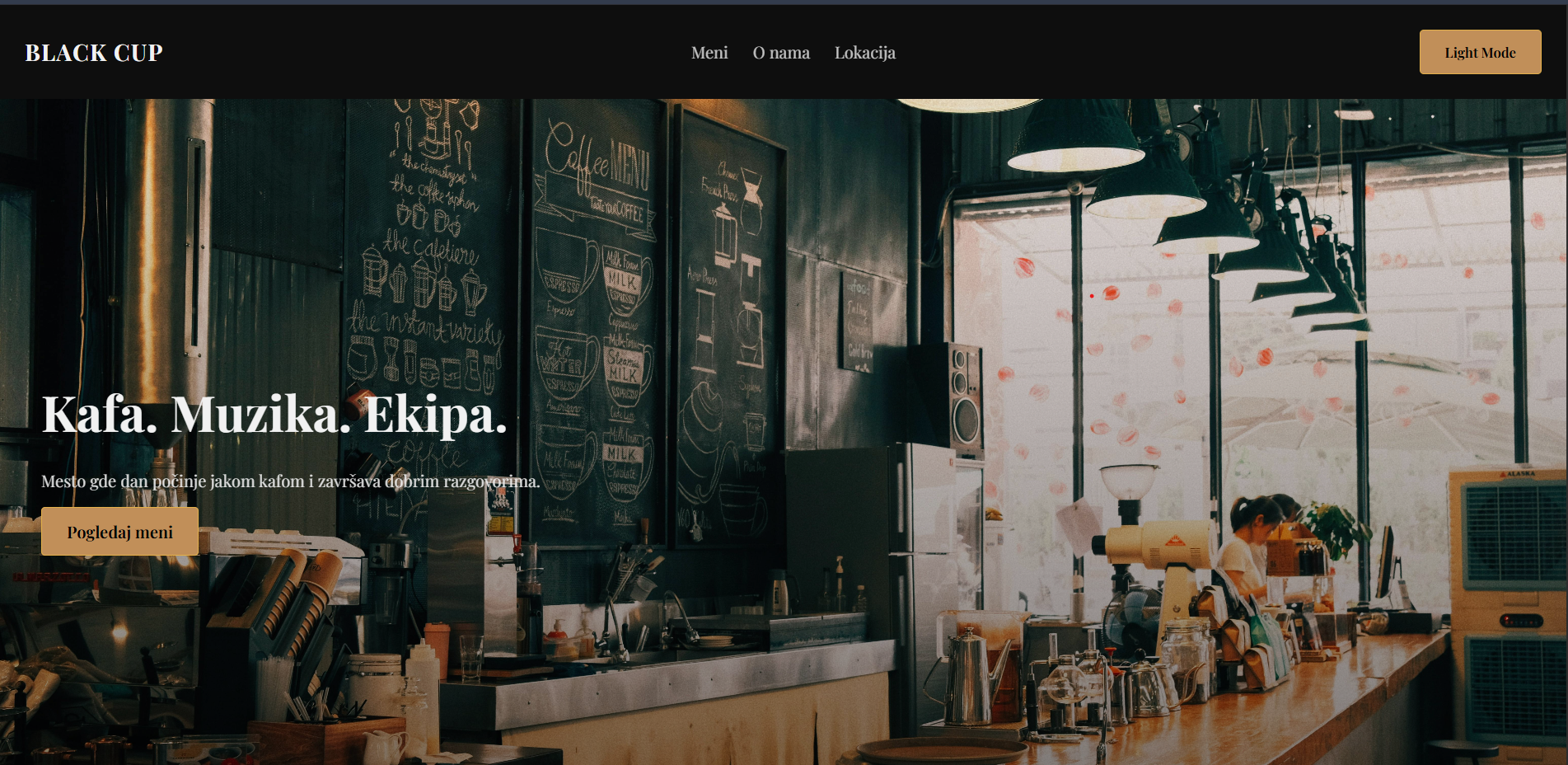 Black Cup Cafe website preview